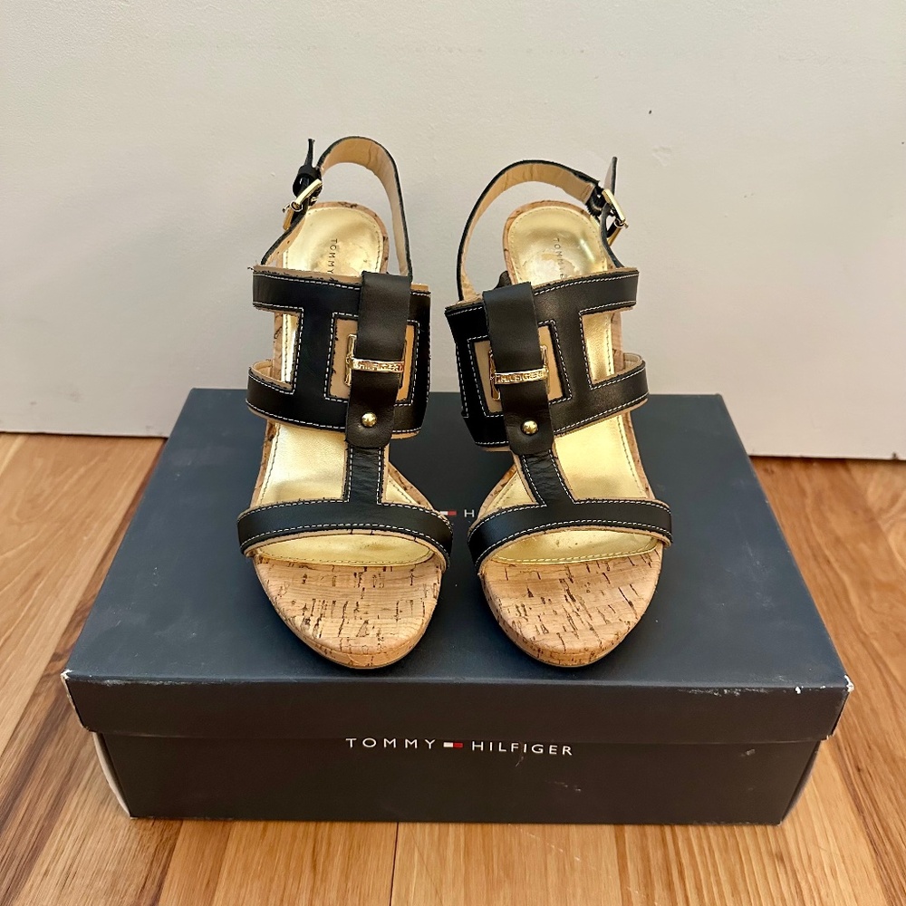 Tommy Hilfiger Edessa Black Cork Heels